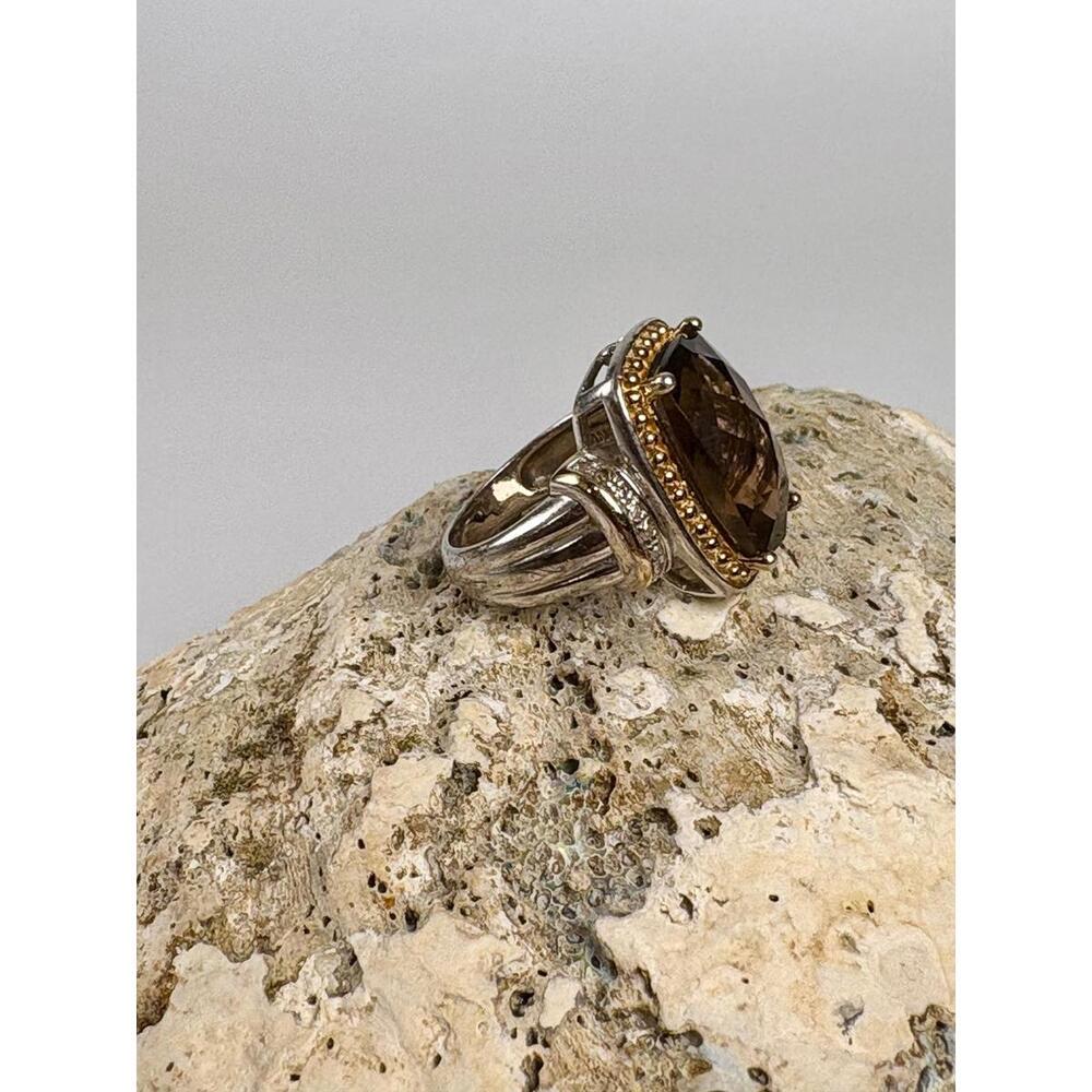 Estate Smoky Quartz &amp; Sterling Silver Statement Ring